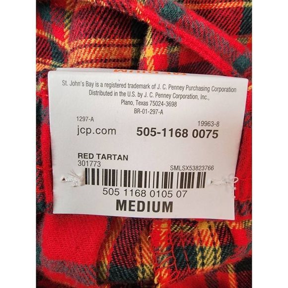 Mens St Johns Bay Flannel Lounge/Sleep Pants Plaid Size Medium red green - Picture 3 of 4
